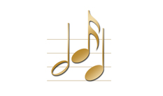 DNSEMP-C-382-GD-BK Gold Music Notes Black Background